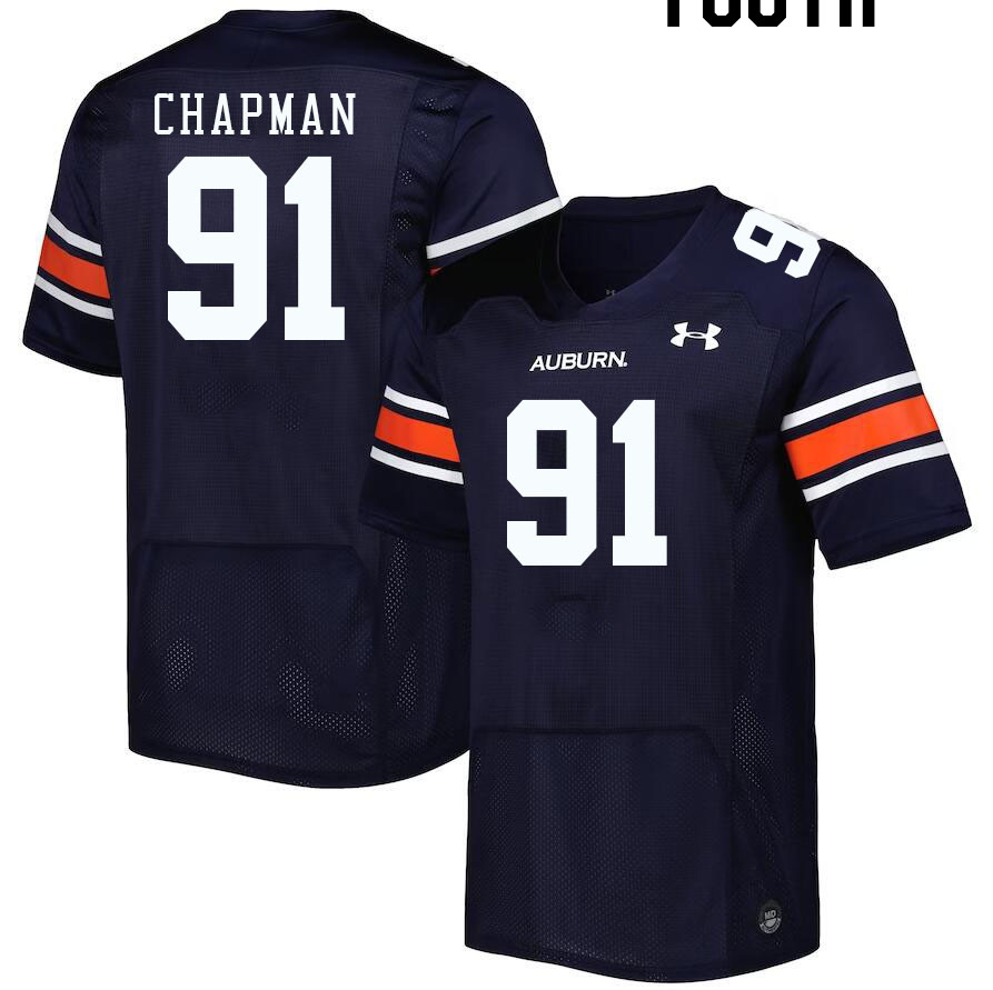 Youth #91 Oscar Chapman Auburn Tigers College Football Jerseys Stitched-Navy